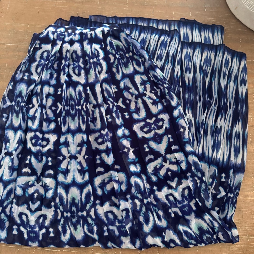 Boston Proper Pleated Blue and White Maxi Skirt - Picture 2 of 3